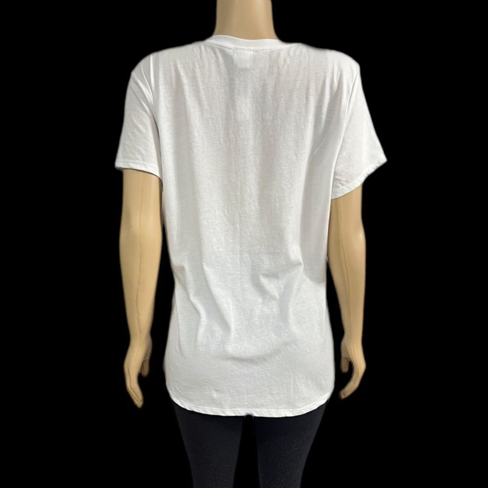 Victoria’s Secret Pink Everyday Crew Neck T-shirt Shimmer Palms White - Picture 3 of 5